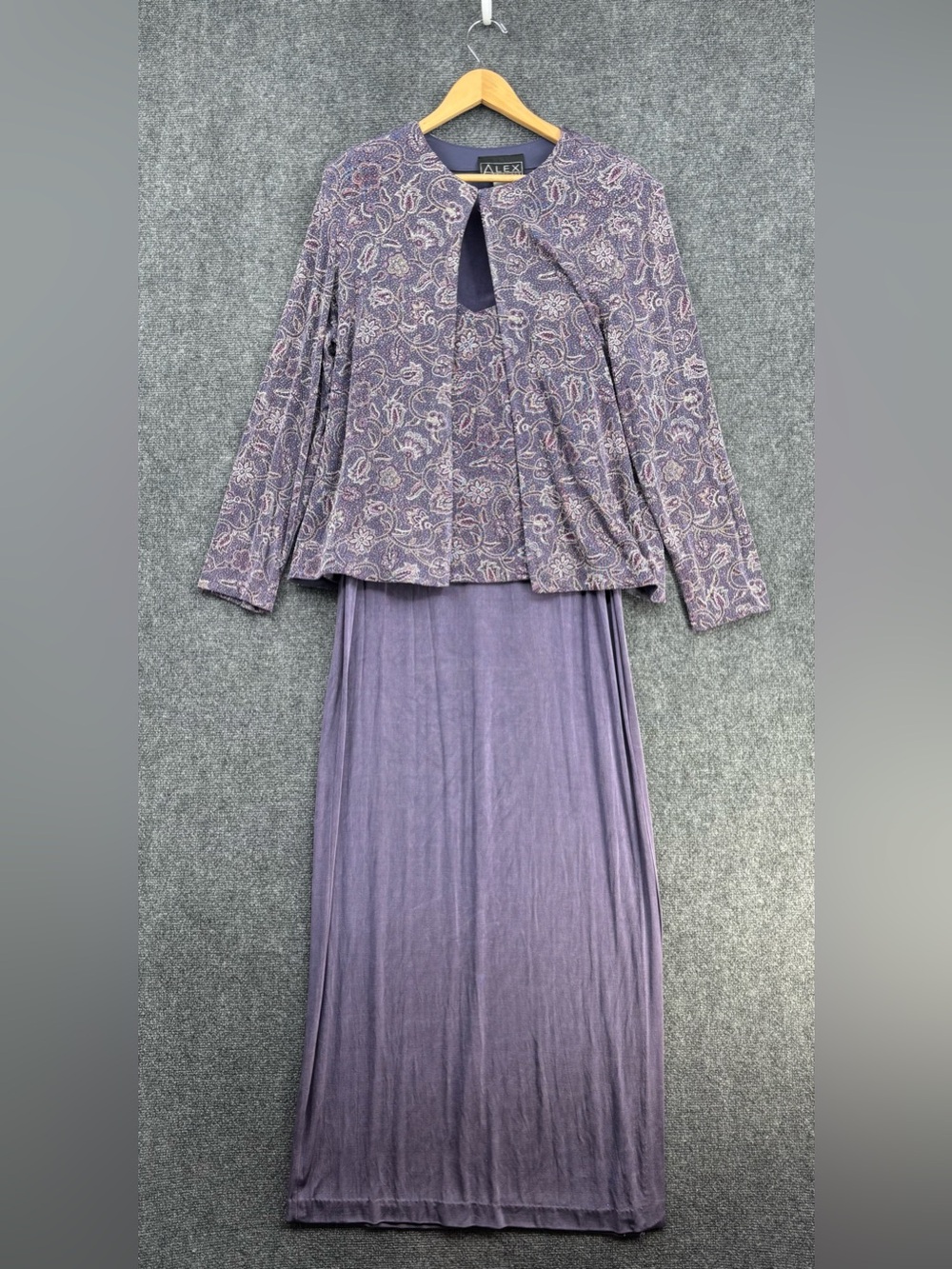 Alex Evenings Purple Glitter Formal Gown & Jacket Mother Of The Bride/Groom 16
